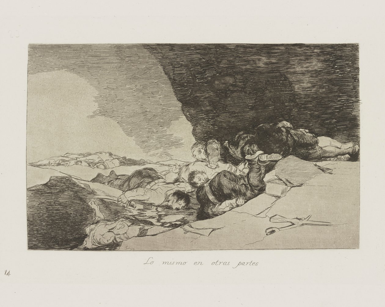 Dasselbe anderswo, pl. 23 aus der Serie Die Schrecken des Krieges von Francisco de Goya