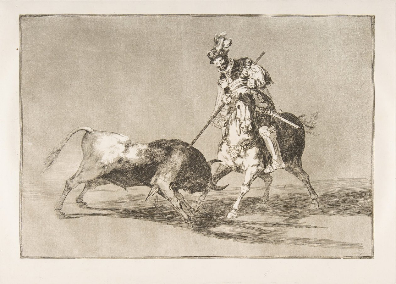 Tafel 11 aus der Tauromaquia: Der Cid Campeador spießt einen weiteren Stier auf von Francisco de Goya