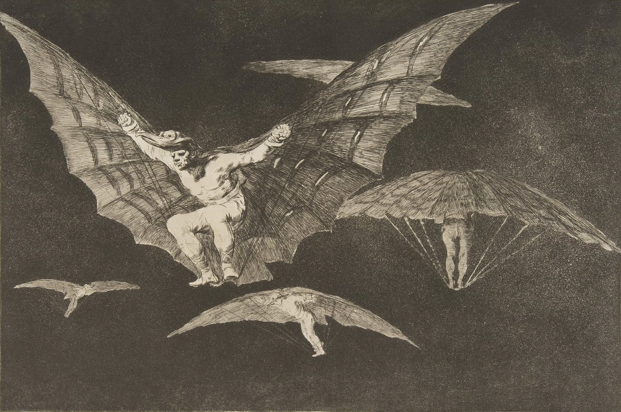 Tafel 13 aus den Disparates: Eine Art zu fliegen von Francisco de Goya