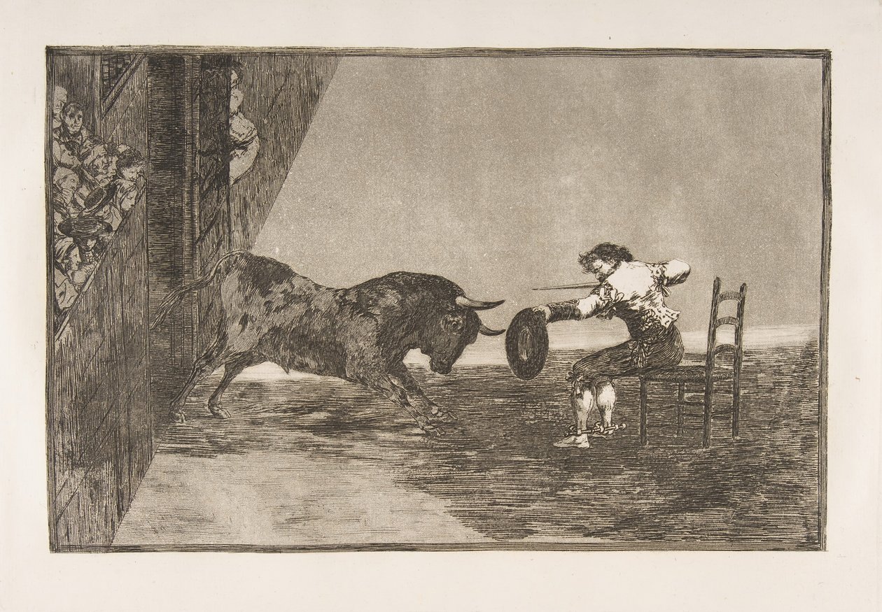 Platte 18 der Tauromaquia: Der Mut von Martincho in der Arena von Saragossa, 1816 von Francisco de Goya