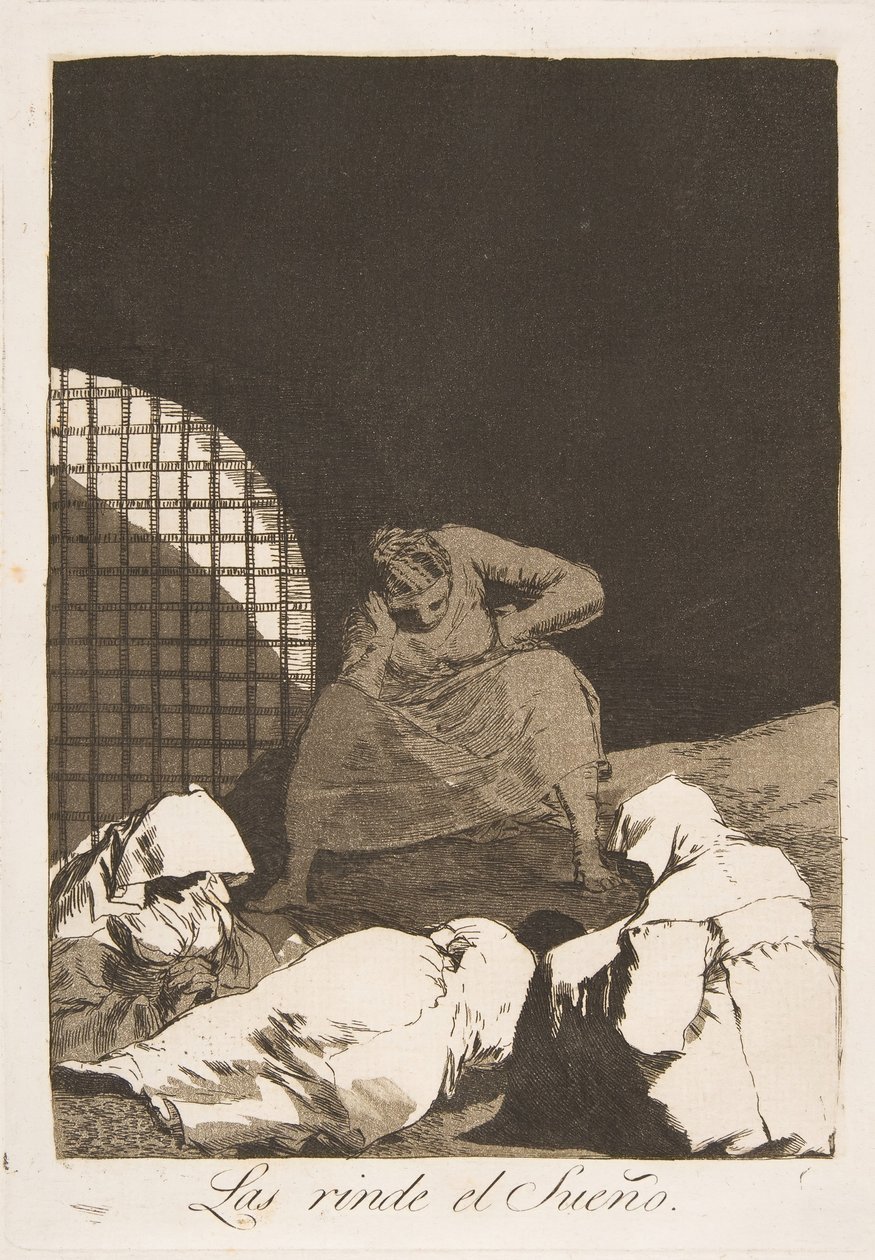 Tafel 34 aus Los Caprichos: Der Schlaf übermannt sie von Francisco de Goya