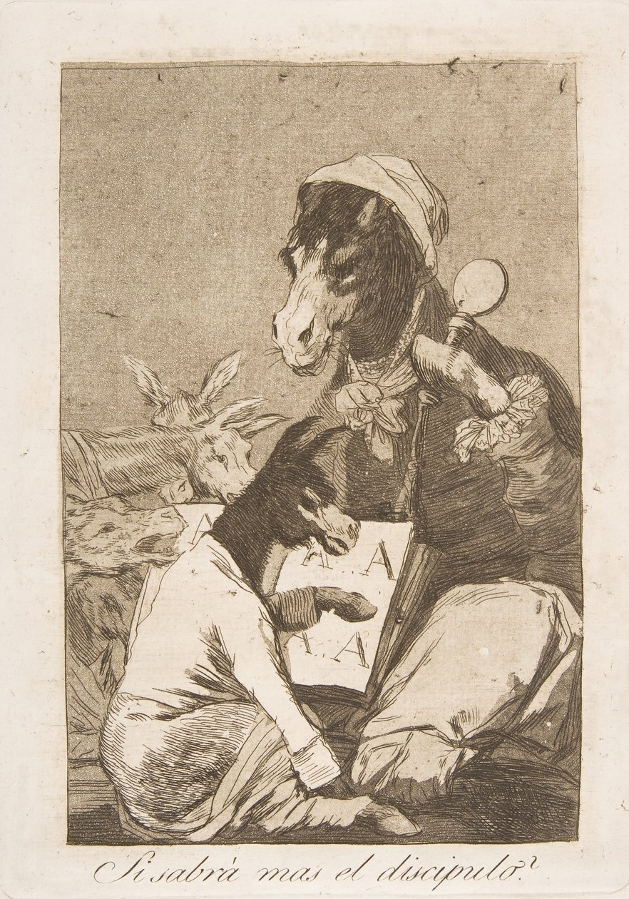 Tafel 37 aus Los Caprichos: Könnte der Schüler nicht mehr wissen von Francisco de Goya