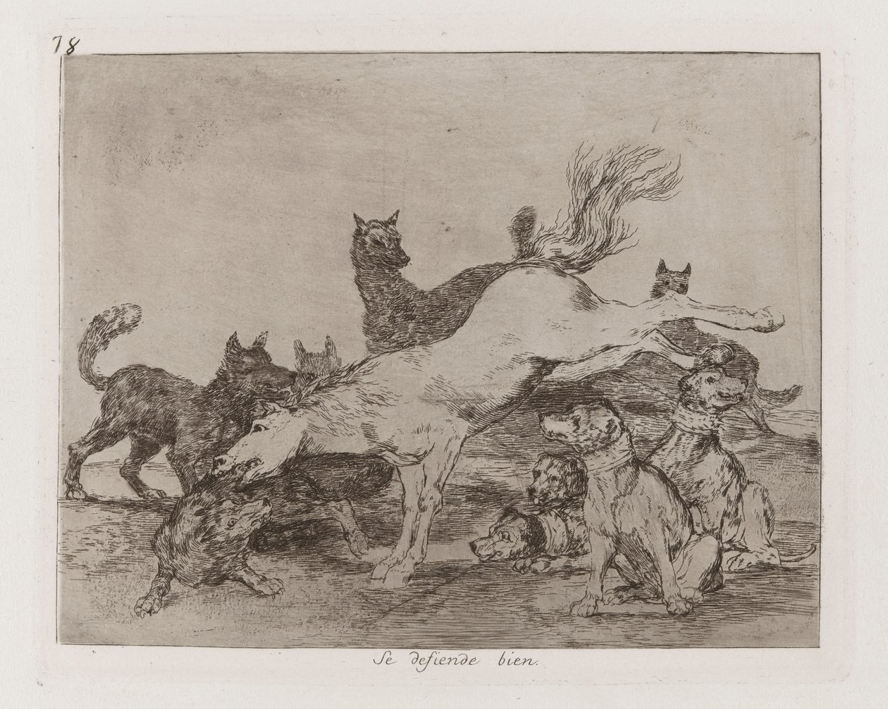 Se defiende bien (Er verteidigt sich gut), Platte 78 aus Los desastres de la guerra (Die Schrecken des Krieges) von Francisco de Goya
