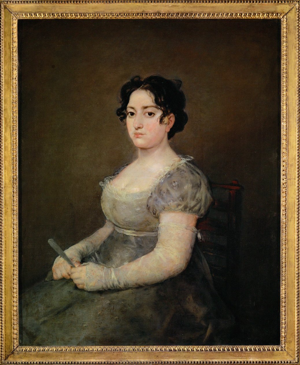 Dame mit Fächer von Francisco Jose de (circle of) Goya y Lucientes