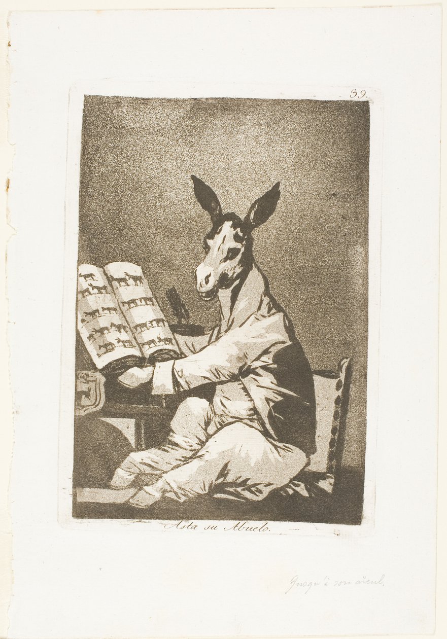 Und so war sein Großvater, Tafel 39 aus Los Caprichos von Francisco Jose de Goya y Lucientes