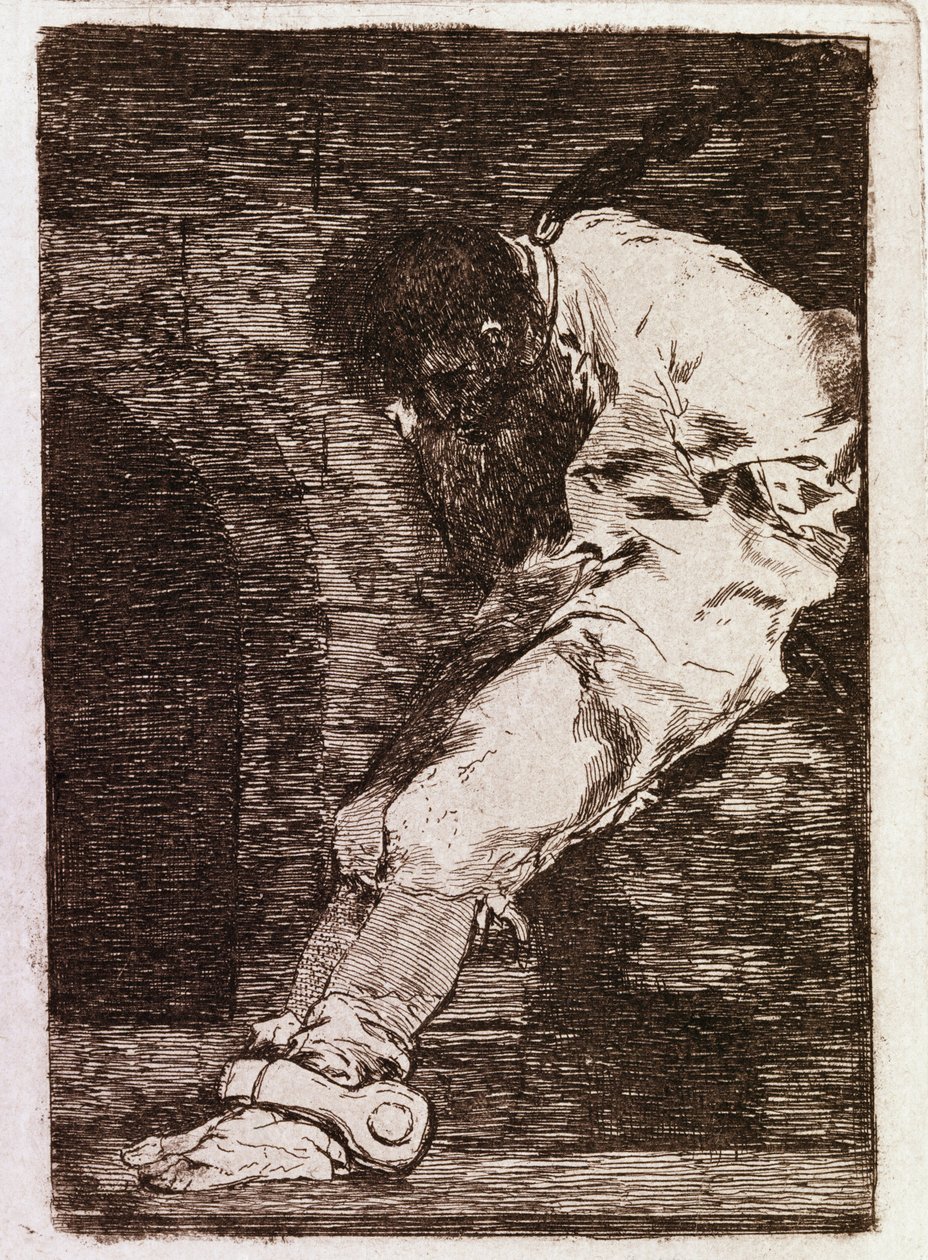 Wenn er ein Verbrecher ist, stirbt er schnell (Aquatinta, ca. 1810) von Francisco de Goya