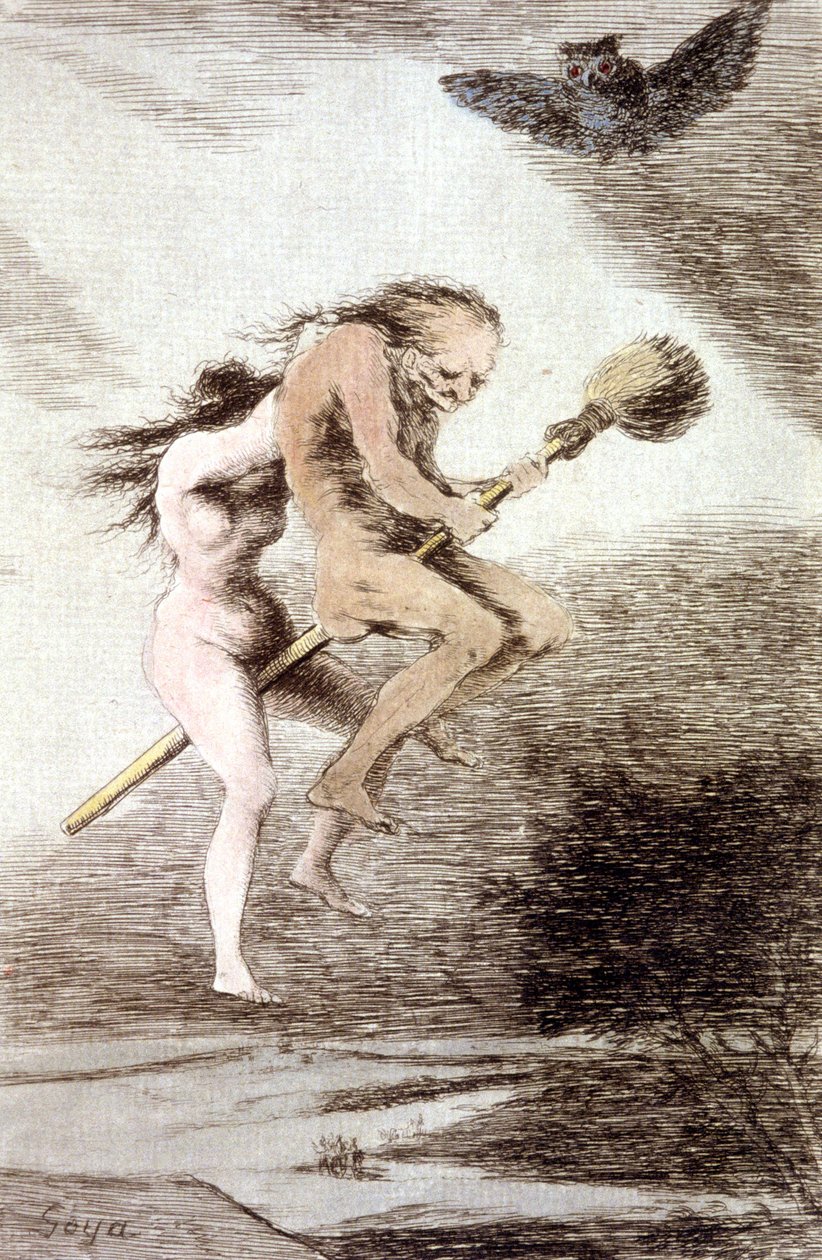 "Linda maestria" Hexen auf einem Besen, ca. 1802 (Gravur) von Francisco Jose de Goya y Lucientes