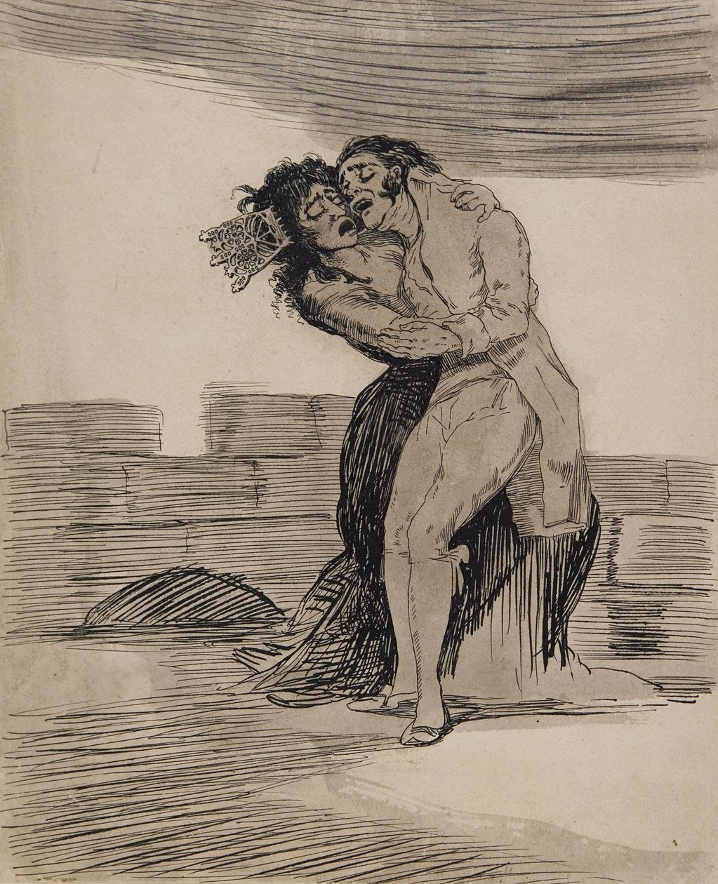 Sich umarmender Mann und Frau von Francisco Jose de Goya y Lucientes