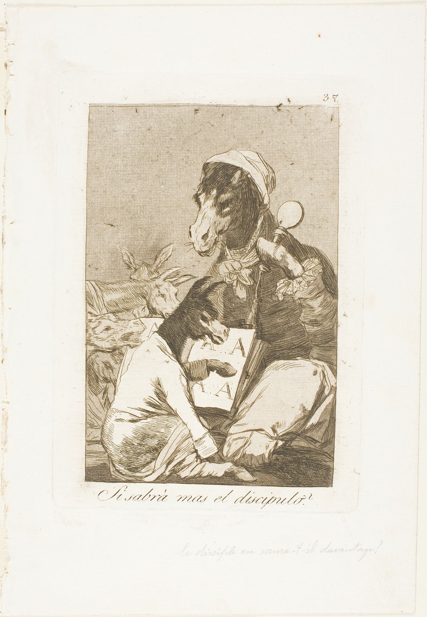 Könnte der Schüler nicht mehr wissen?, Platte 37 aus Los Caprichos von Francisco Jose de Goya y Lucientes