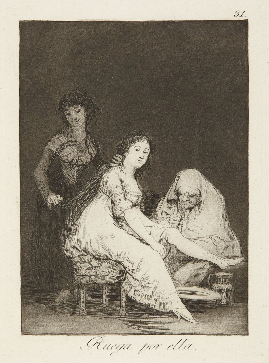 Ruega por ella (Sie betet für sie), Tafel 31 aus Los Caprichos von Francisco Jose de Goya y Lucientes