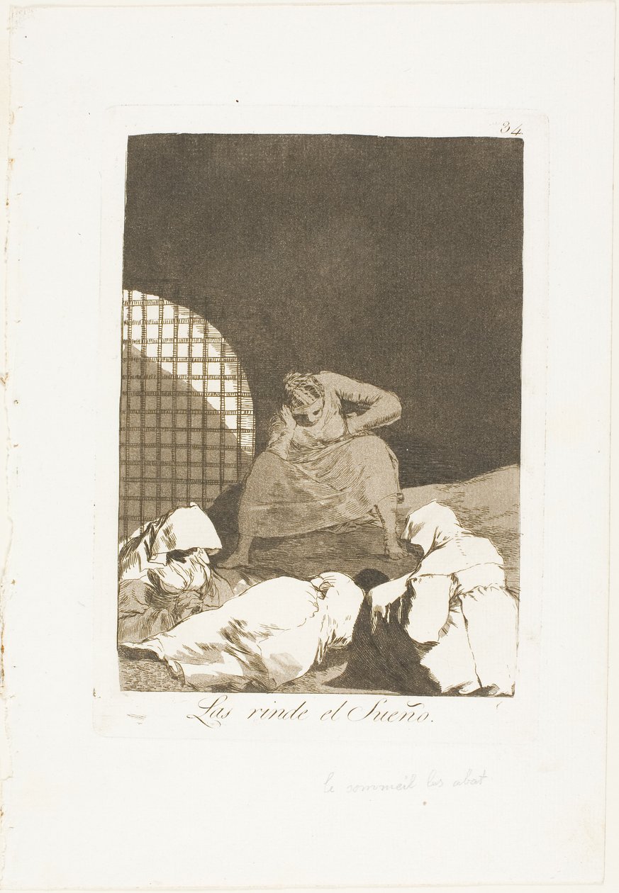 Der Schlaf übermannt sie, Platte 34 aus Los Caprichos von Francisco Jose de Goya y Lucientes