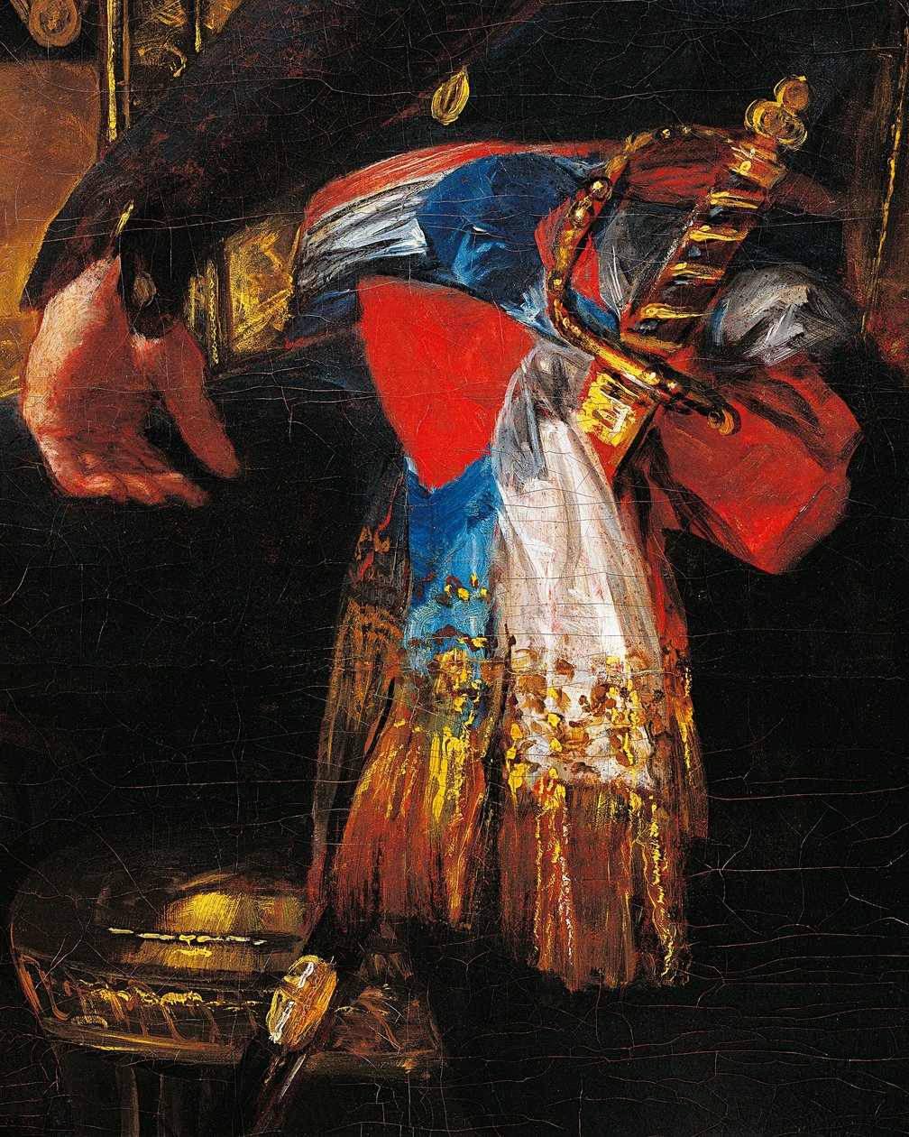 Schwert und Schärpe, Detail (Porträt von Ferdinand Guillemardet, Frankreichs Botschafter in Spanien von 1798 bis 1800, von Francisco de Goya) von Francisco Jose de Goya y Lucientes