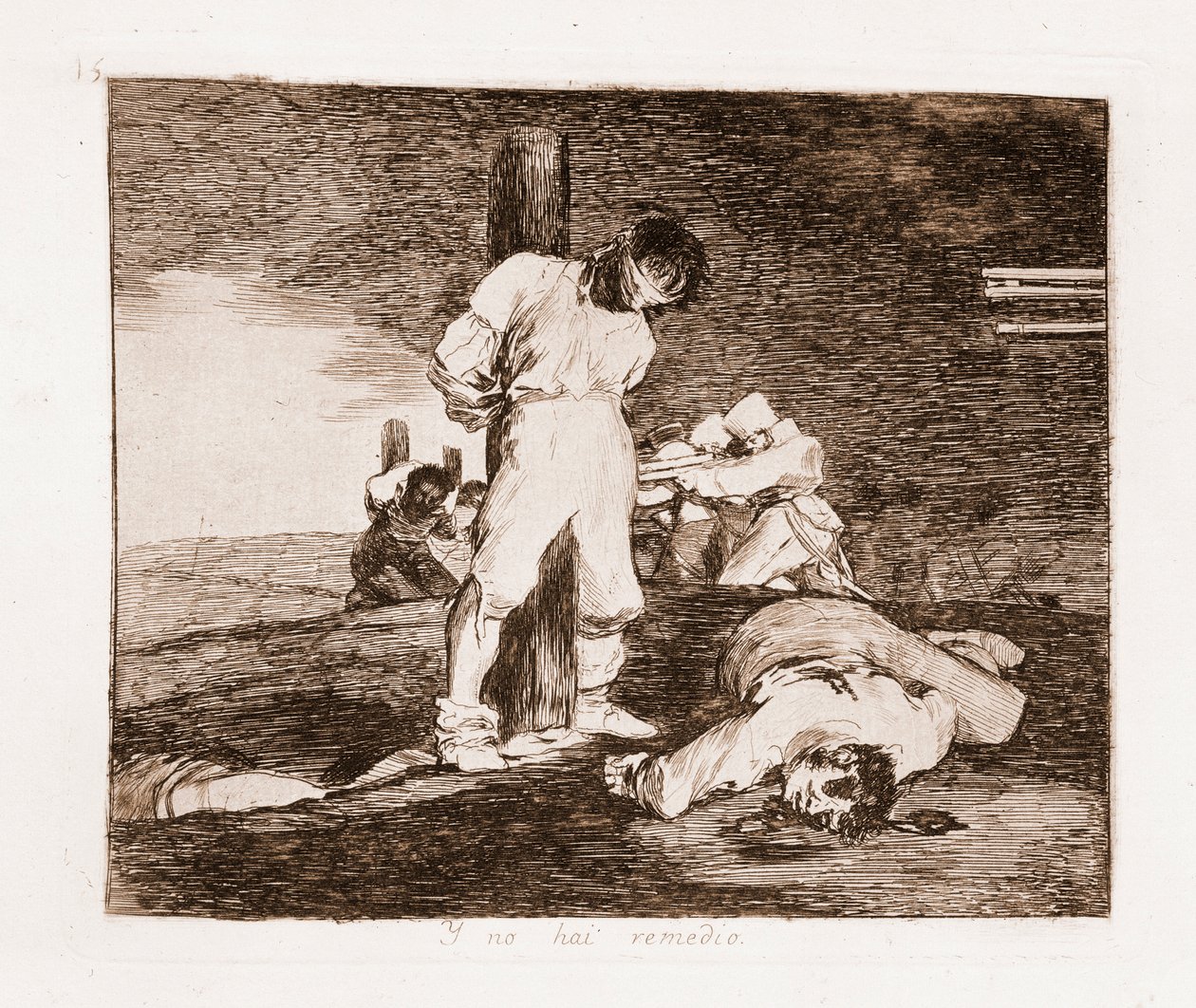 Die Schrecken des Krieges: Es gibt keine Hoffnung (Radierung nach der vorbereitenden Zeichnung) von Francisco de Goya