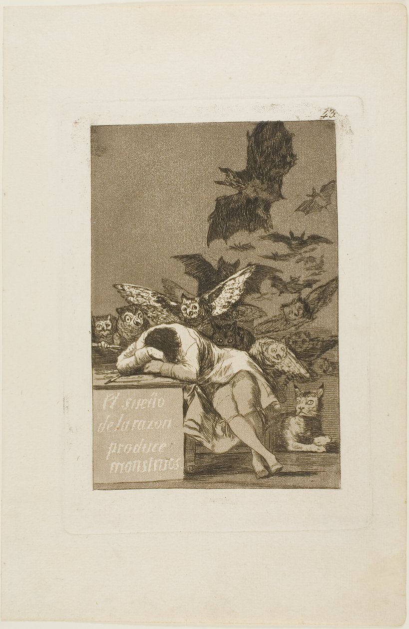 Der Schlaf der Vernunft gebiert Ungeheuer, Platte 43 aus Los Caprichos von Francisco Jose de Goya y Lucientes