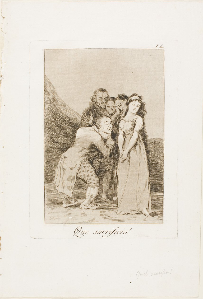Welch ein Opfer!, Platte 14 aus Los Caprichos von Francisco Jose de Goya y Lucientes