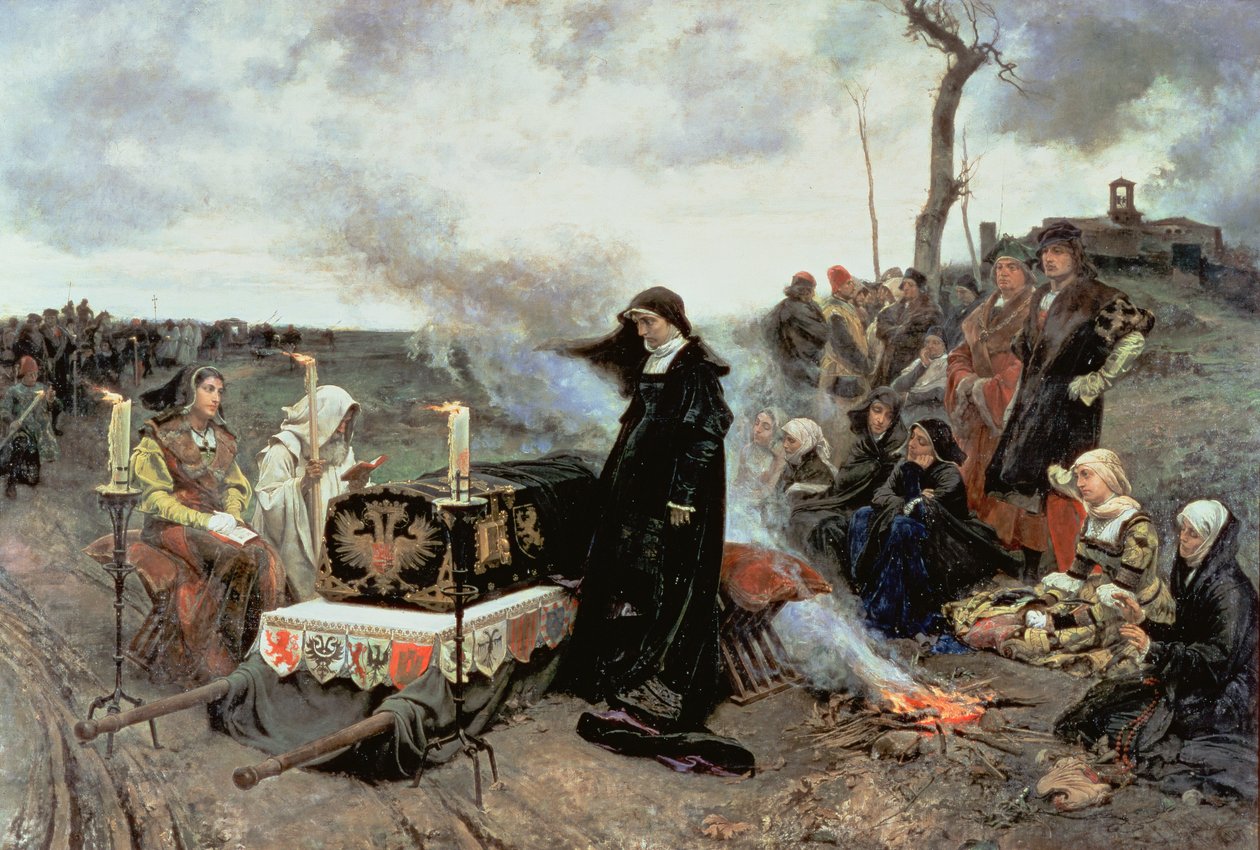 Johanna die Wahnsinnige (1479-1555) begleitet den Sarg von Philipp dem Schönen (1478-1506) zur Cartuja de Miraflores in Granada, 1877 von Francisco Pradilla y Ortiz