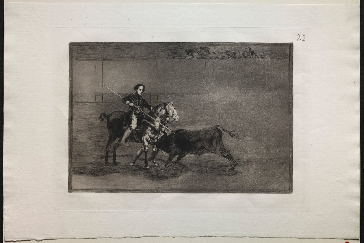 Stierkämpfe: Männlicher Mut der berühmten Pajuelera im Ring von Saragossa, 1876 von Francisco de Goya