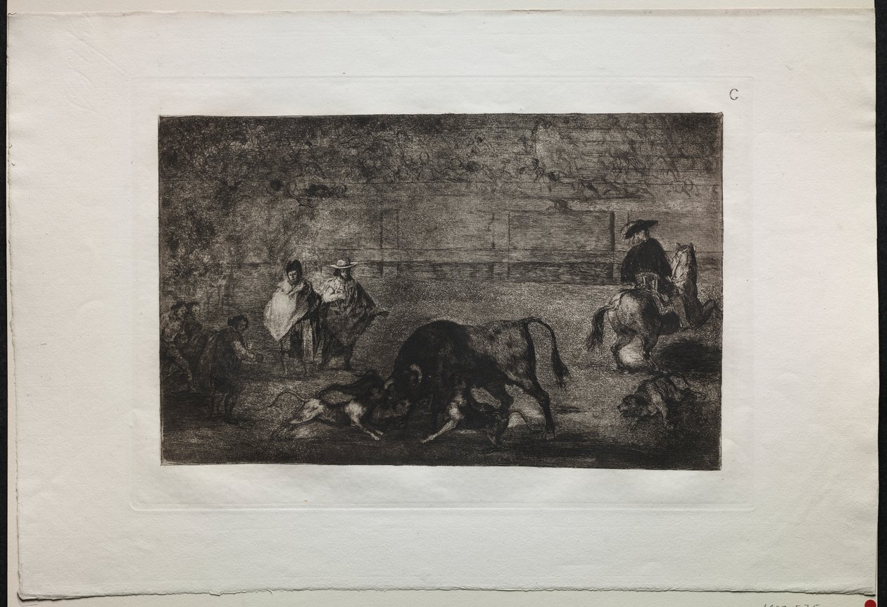 Stierkämpfe: Der Hund wird auf den Stier losgelassen von Francisco de Goya