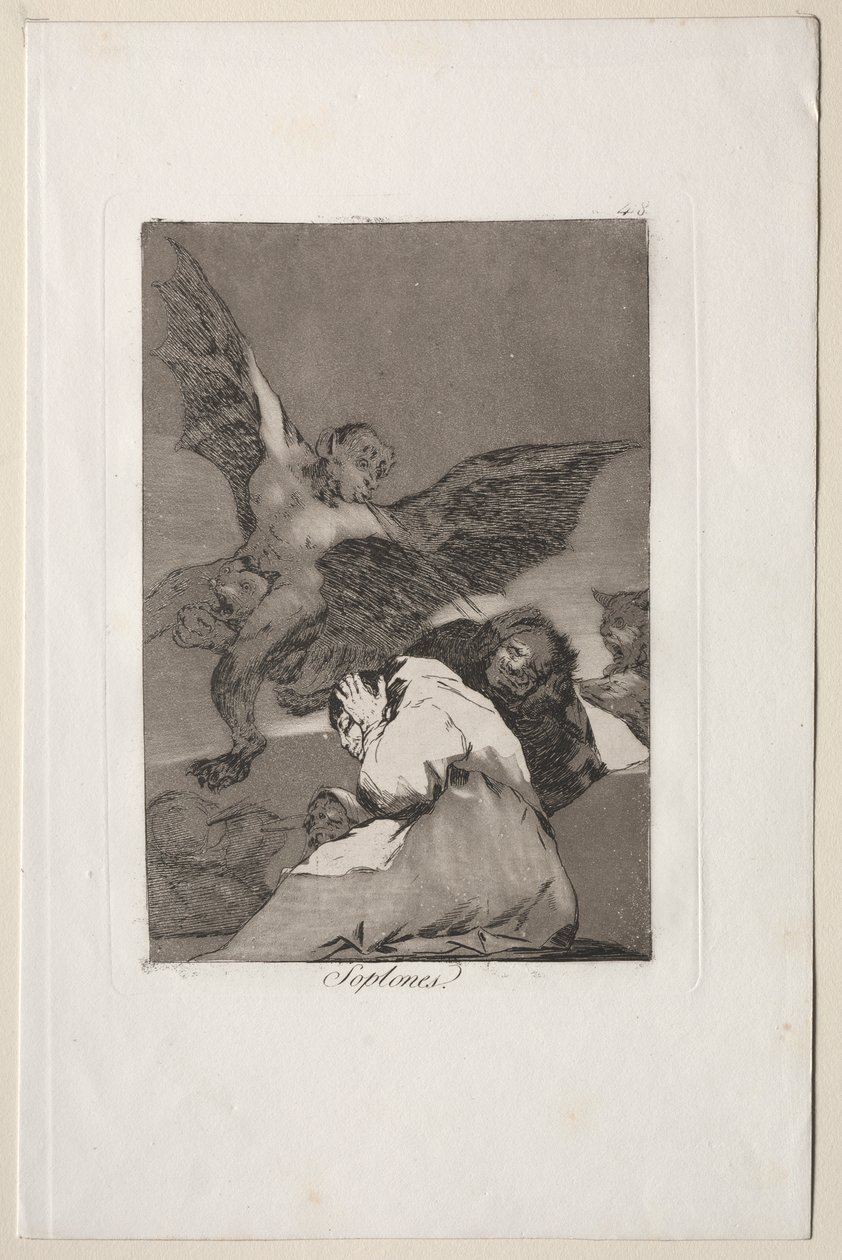 Caprichos: Geschichtenerzähler - Windstöße von Francisco de Goya