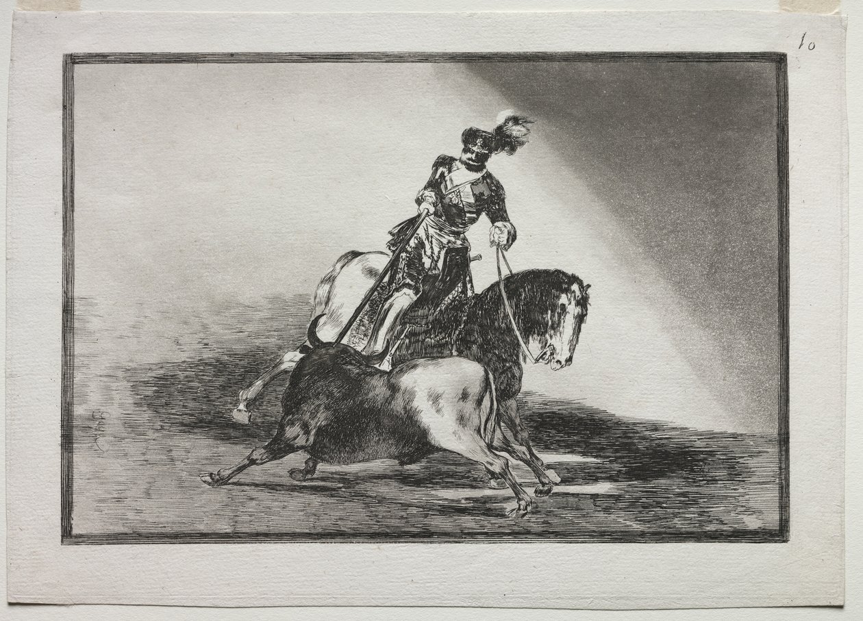 Karl V. spießt einen Stier in der Arena von Valladolid auf von Francisco de Goya