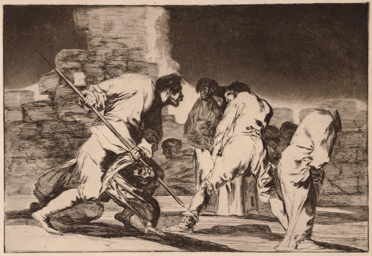 Grausame Torheit, aus der Serie Los Disparates von Francisco de Goya