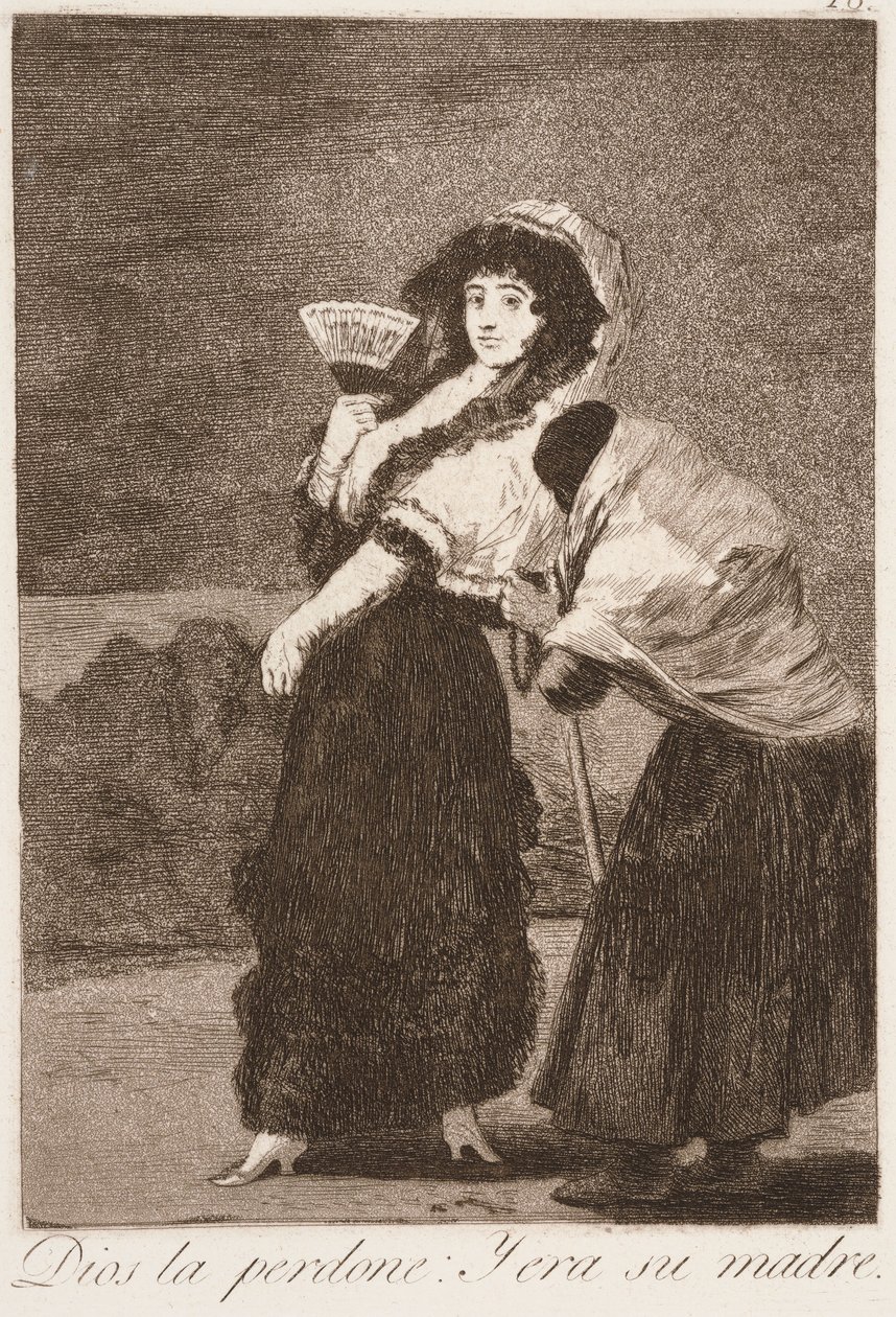 Um Himmels willen: Und es war ihre Mutter aus der Serie Los Caprichos von Francisco de Goya