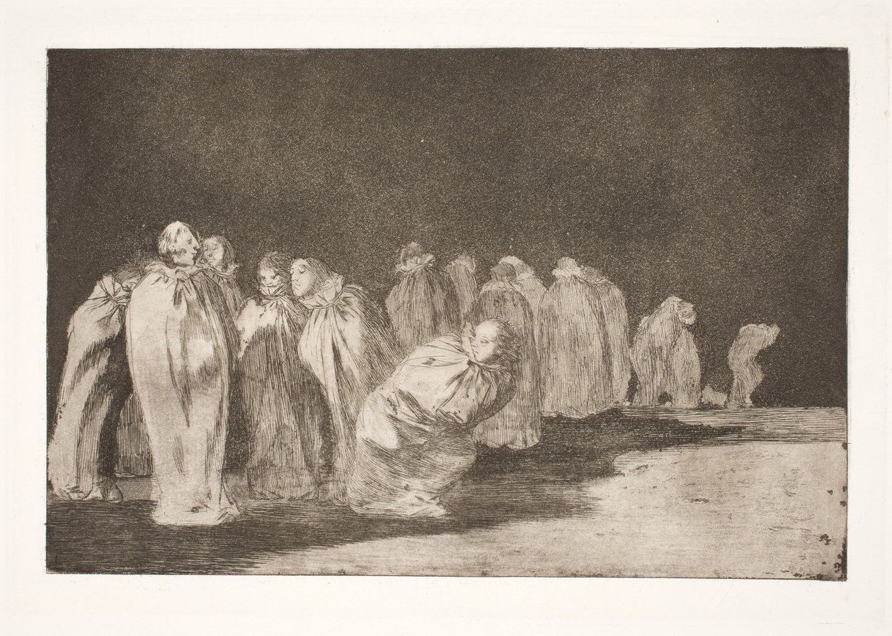 Die Männer in Säcken (Es verbirgt sich etwas unter dem Sacktuch / Man kann einen Mann nicht nach seiner Kleidung beurteilen) von Francisco de Goya