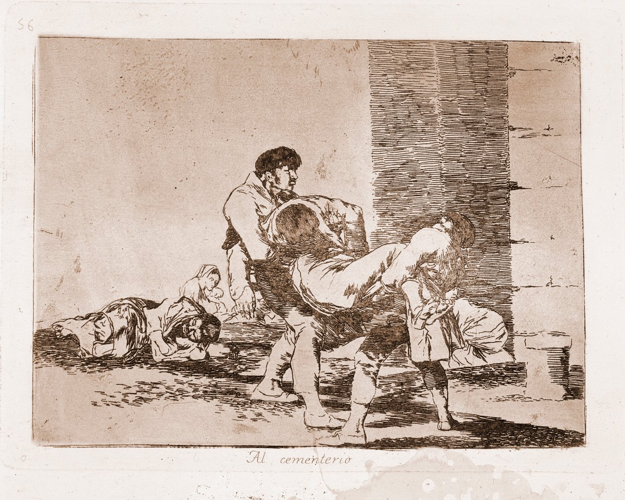 Die Schrecken des Krieges: Auf dem Friedhof (Gravur nach der vorbereitenden Zeichnung) von Francisco de Goya