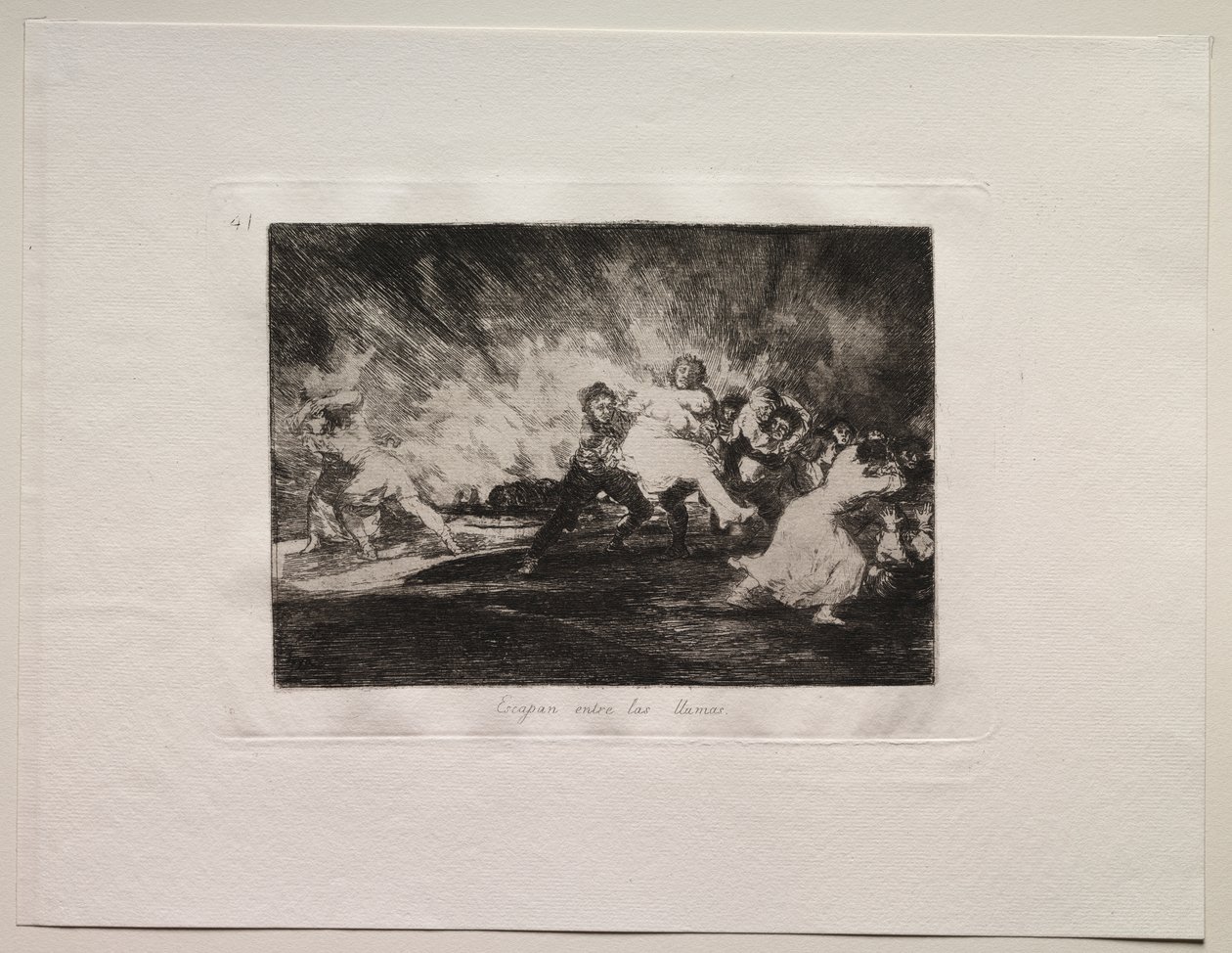 Die Schrecken des Krieges: Sie entkommen durch die Flammen von Francisco de Goya