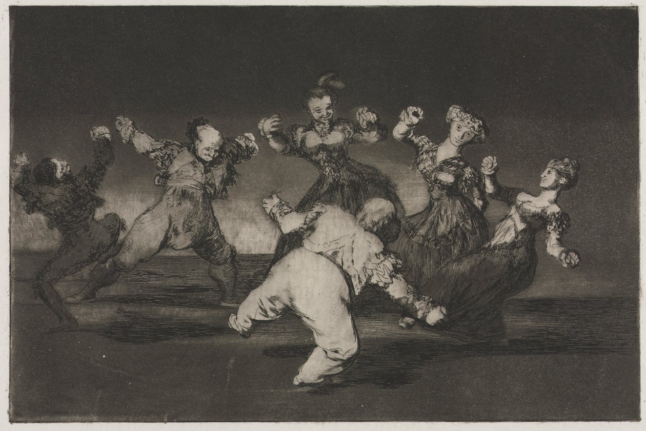 Die Sprichwörter: Wenn Marion tanzen will, muss sie die Konsequenzen tragen, 1864 von Francisco de Goya