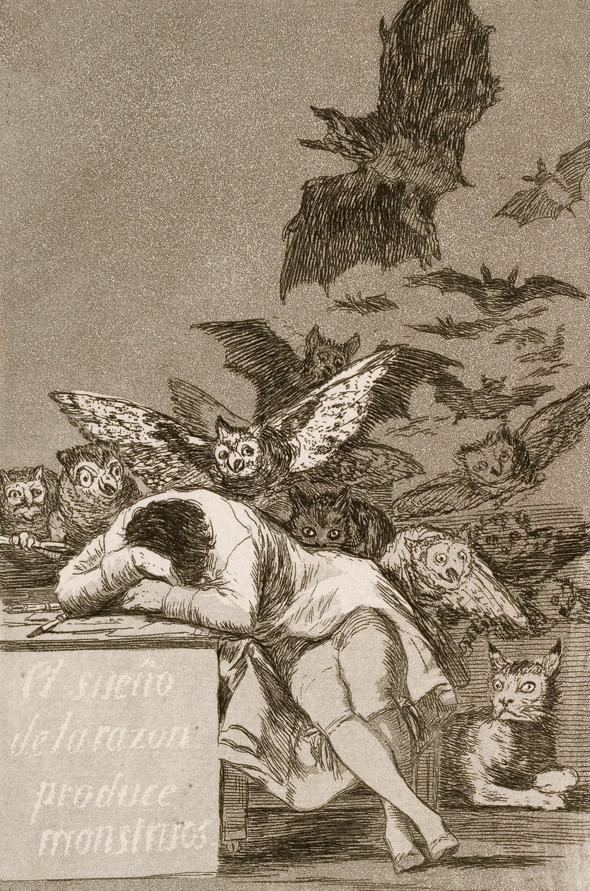 Der Schlaf der Vernunft gebiert Ungeheuer von Francisco Goya von Francisco de Goya
