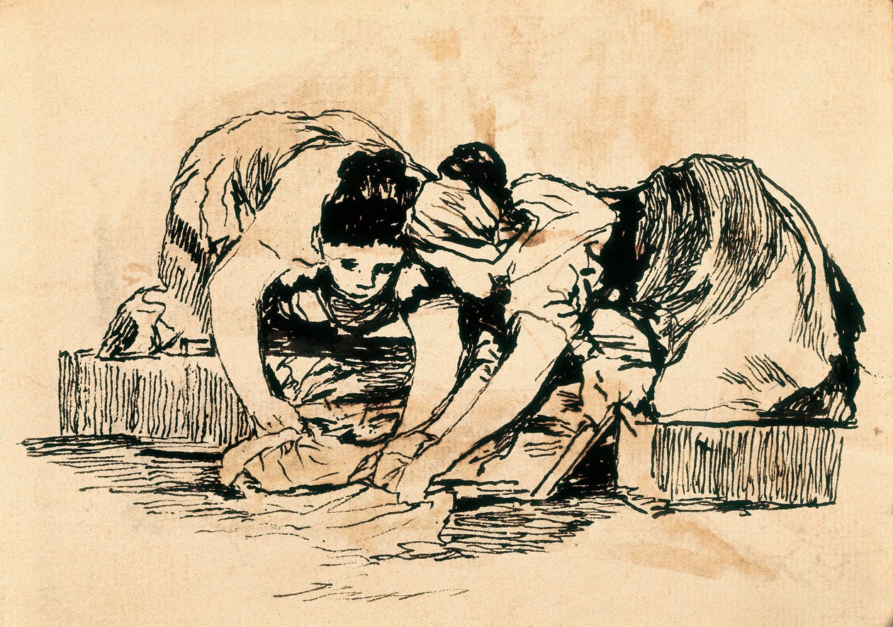 Die Wäscherinnen, spätes 18. - frühes 19. Jahrhundert (Zeichnung) von Francisco de Goya