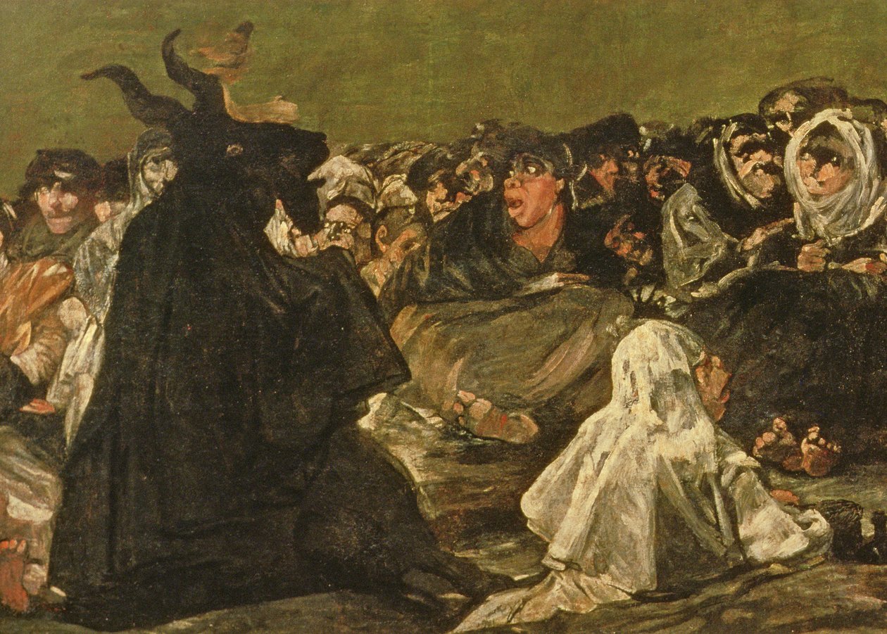 Der Hexensabbat oder Der große Ziegenbock, (eine der Schwarzen Gemälde), ca. 1821-23 (Detail) von Francisco de Goya