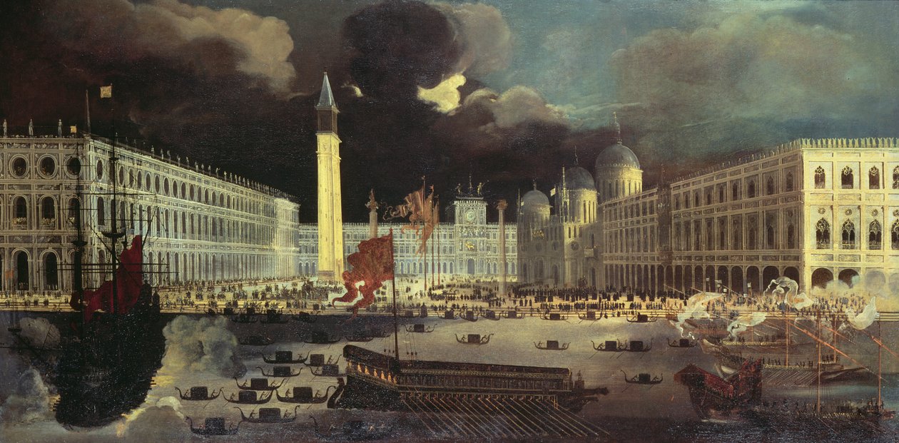 Eine imaginäre Ansicht von San Marco vom Bacino am Himmelfahrtstag von Francois de Nome