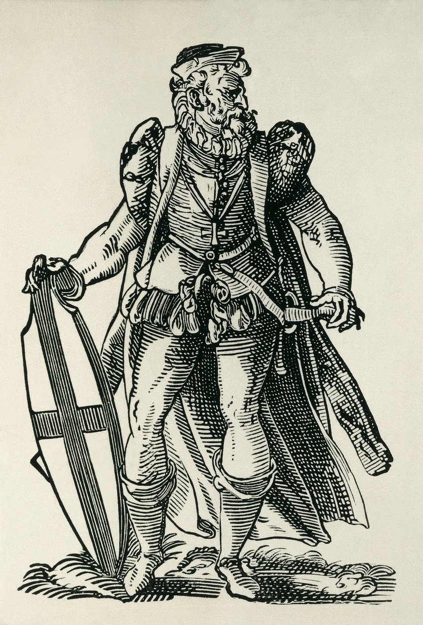 Ritter des Deutschen Ordens. Illustration in „Cleri totius Romanae subiecti Ecclesiae“, von Francois Modius und Jost Amman. Frankfurt. 1585. Xylographie. von Francois & Amman Jost (1539 91) Modius