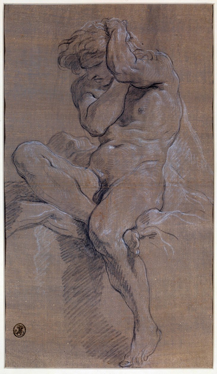Akademie eines sitzenden nackten Mannes von François Boucher