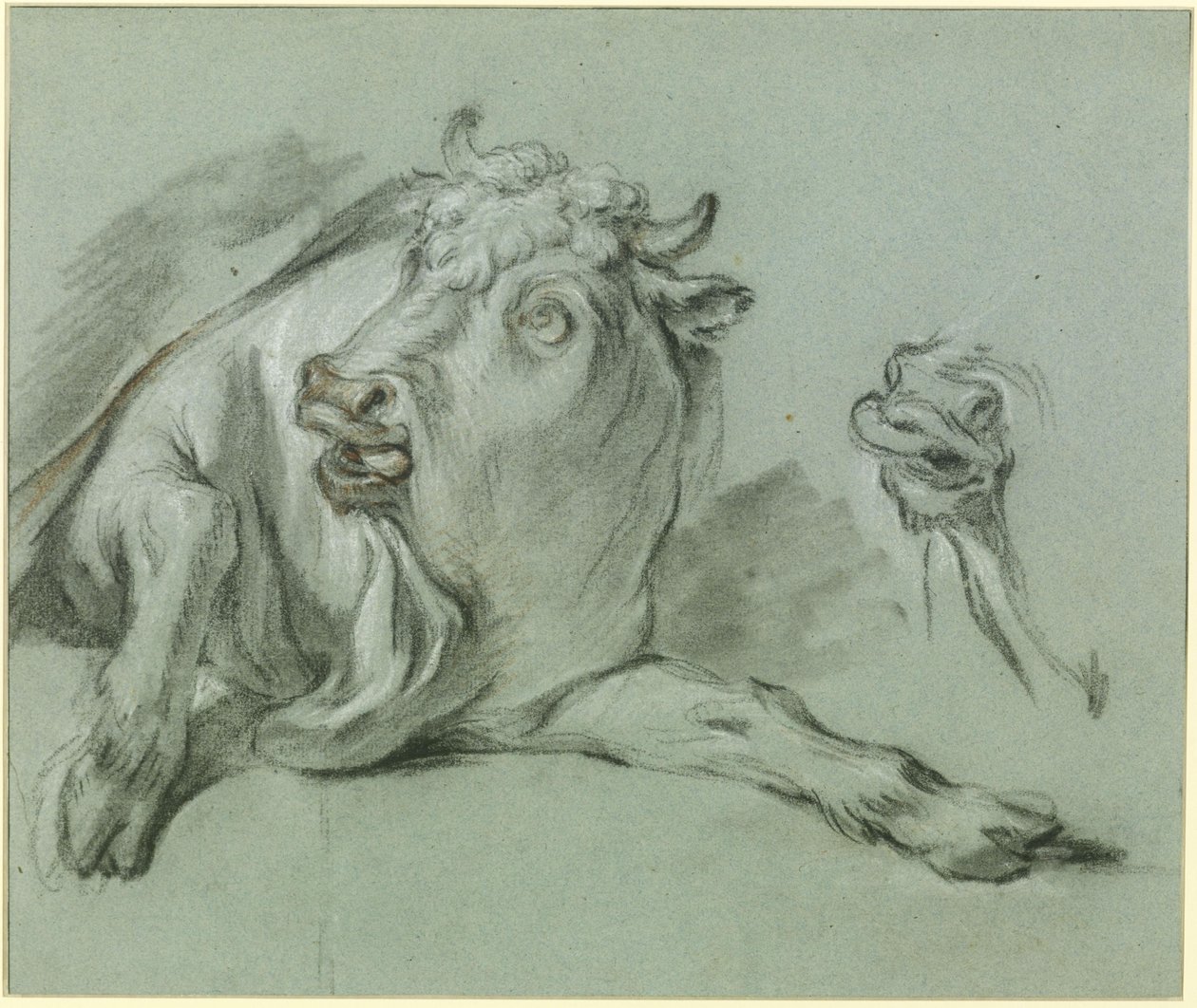Lagernder Bulle. Studie zum Gemälde "Raub der Europa" im Musée du Louvre in Paris von François Boucher