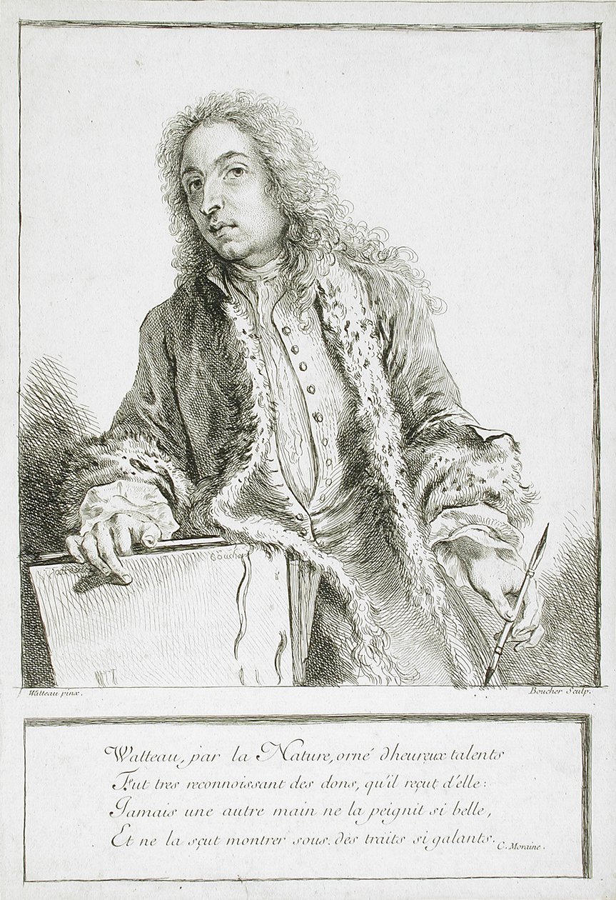 Porträt von Antoine Watteau von François Boucher