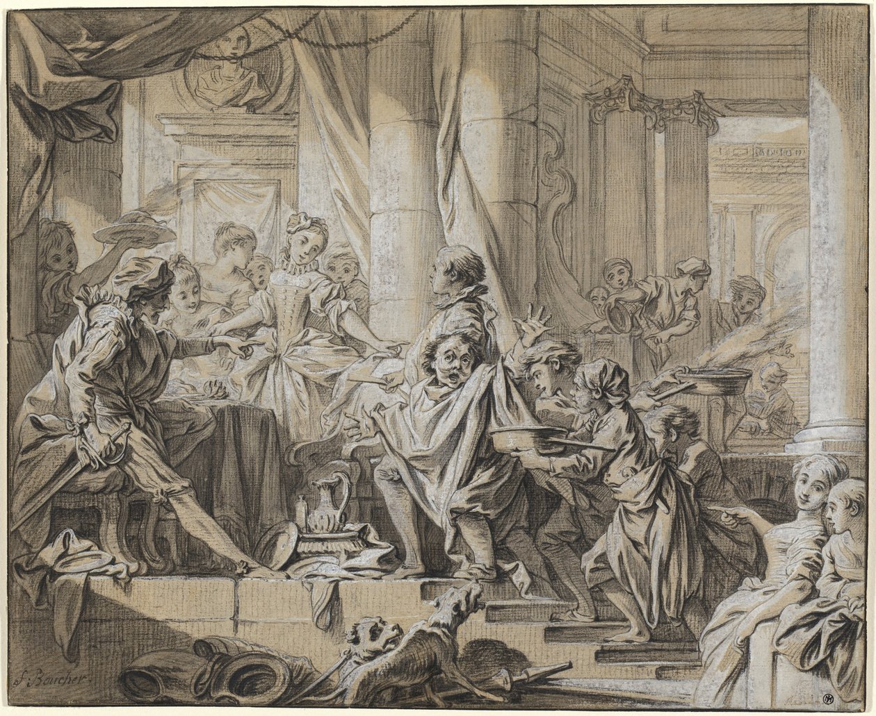 Sancho flieht vor den Dienern des Herzogs von François Boucher