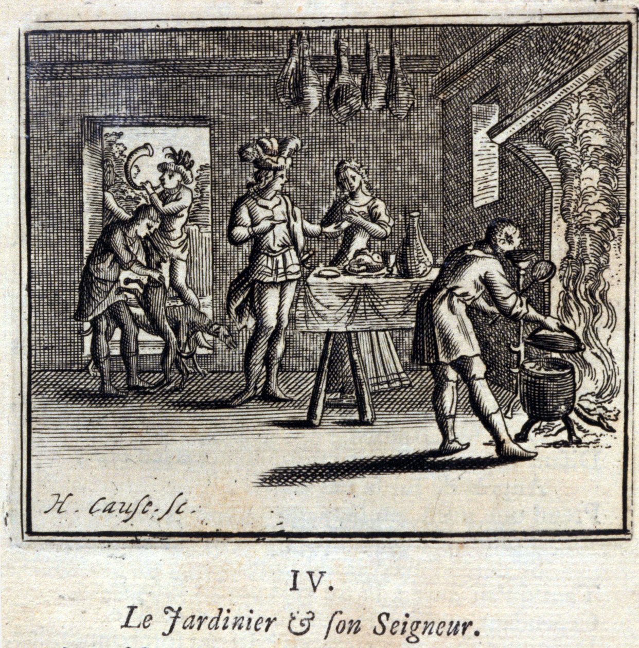 Der Gärtner und sein Herr. Fabeln von Jean de La Fontaine (1621-95). Illustration von François Chauveau (1613-1676). Ausgabe von 1728 von Francois Chauveau