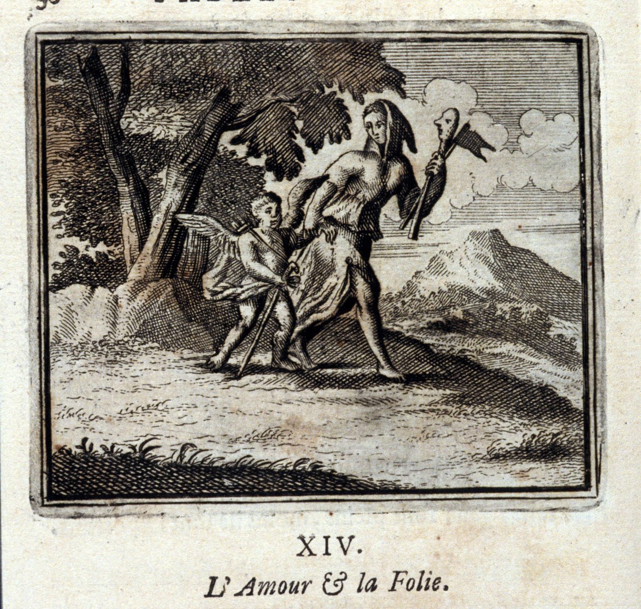 Liebe und Wahnsinn. Fabeln von Jean de La Fontaine. Illustration von François Chauveau. Ausgabe von 1728 von Francois Chauveau