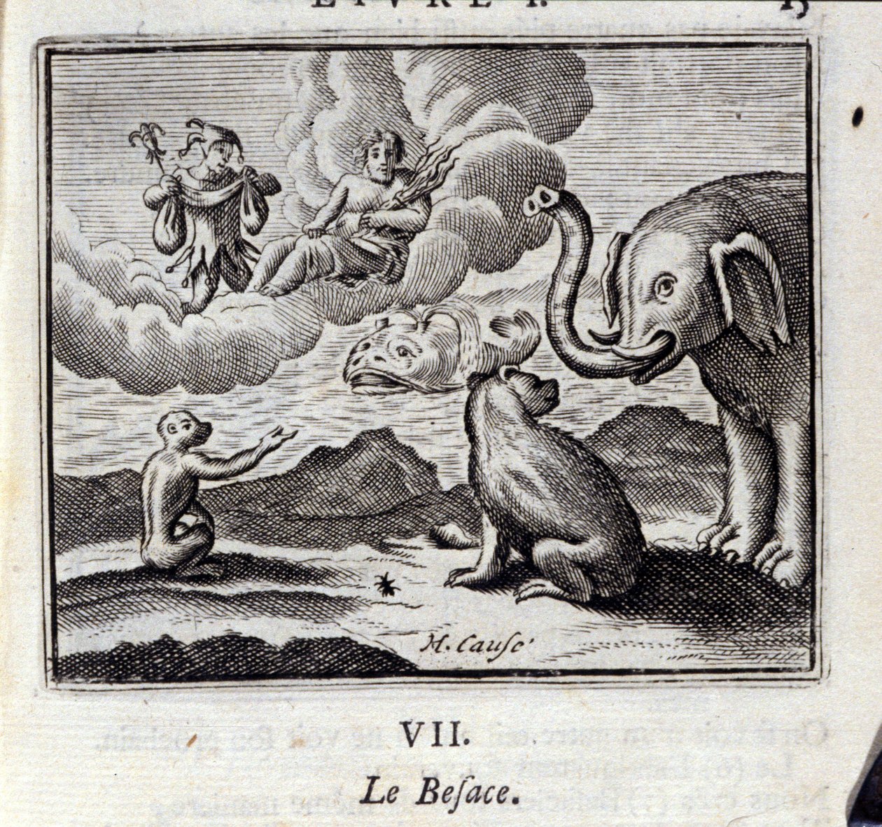 Der Sack. Fabeln von Jean de La Fontaine (1621-95). Illustration von François Chauveau (1613-1676). Ausgabe von 1728 von Francois Chauveau