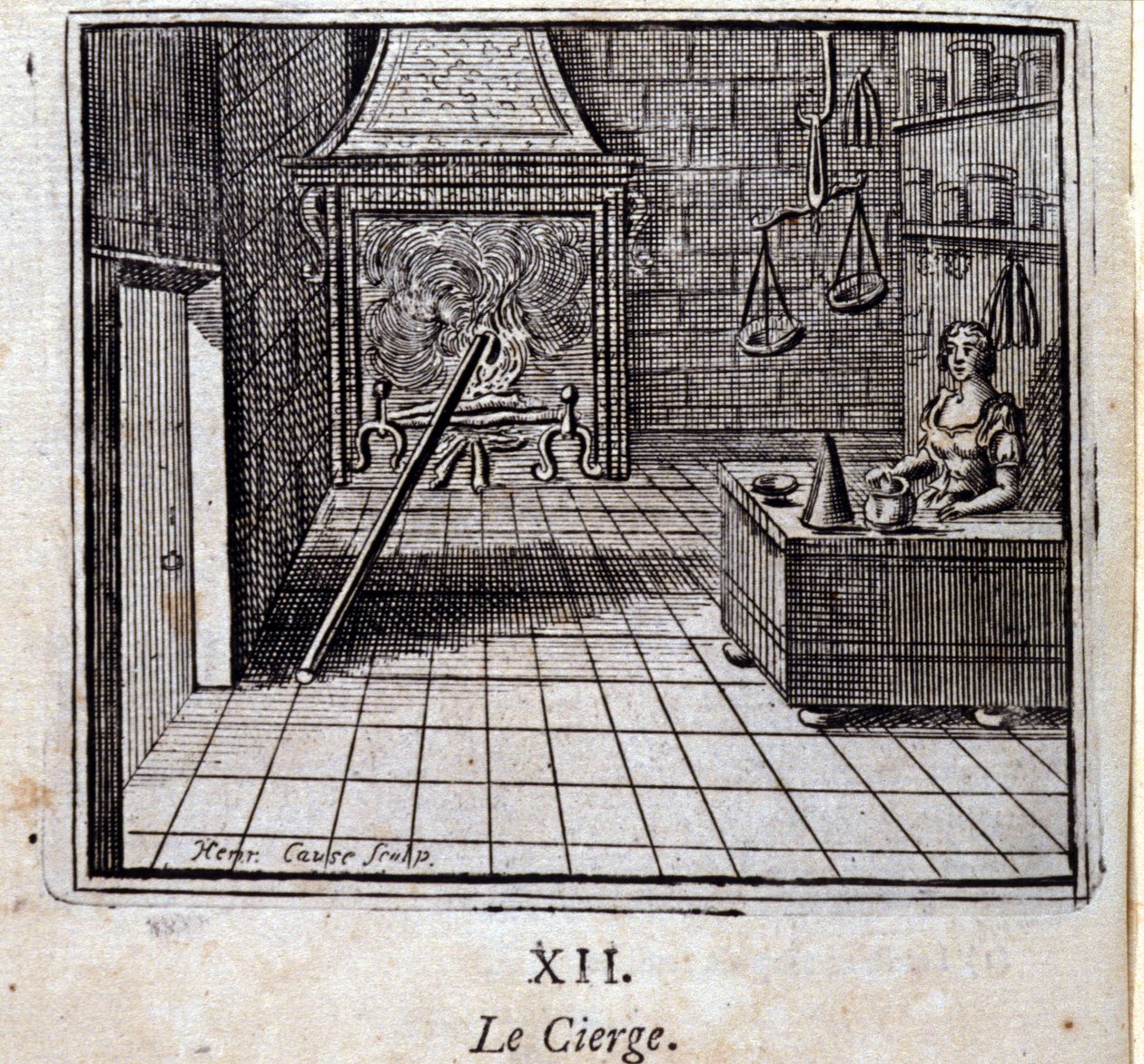 Die Kerze. Fabeln von Jean de La Fontaine (1621-95). Illustration von François Chauveau (1613-1676). Ausgabe von 1728. von Francois Chauveau
