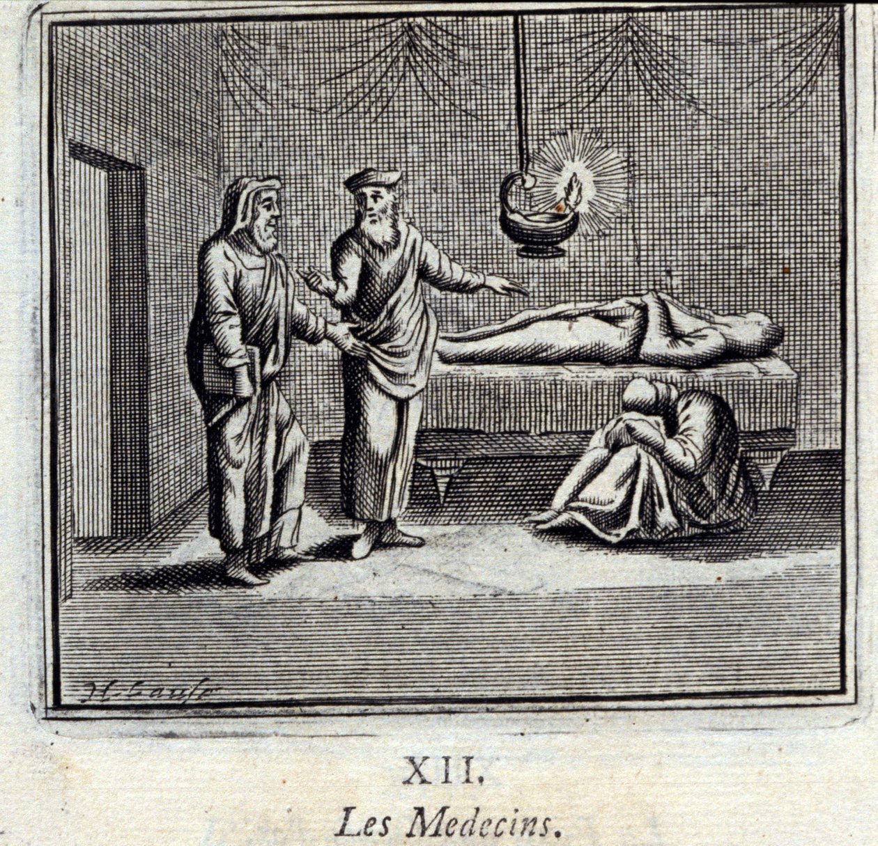 Die Ärzte. Fabeln von Jean de La Fontaine. Illustration von François Chauveau. Ausgabe von 1728. von Francois Chauveau