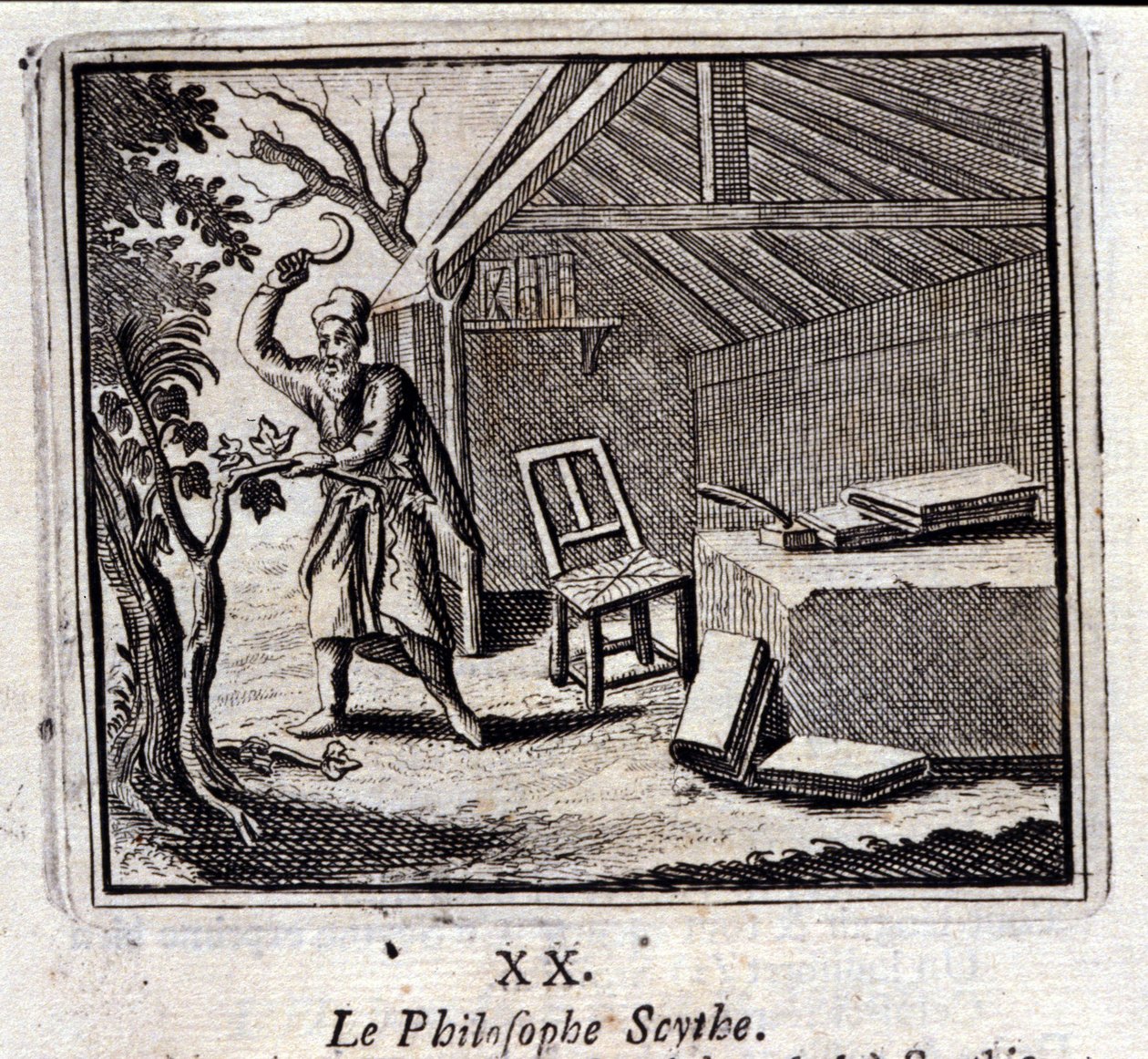 Der Philosoph Sense. Fabeln von Jean de La Fontaine. Illustration von François Chauveau. Ausgabe von 1728. von Francois Chauveau