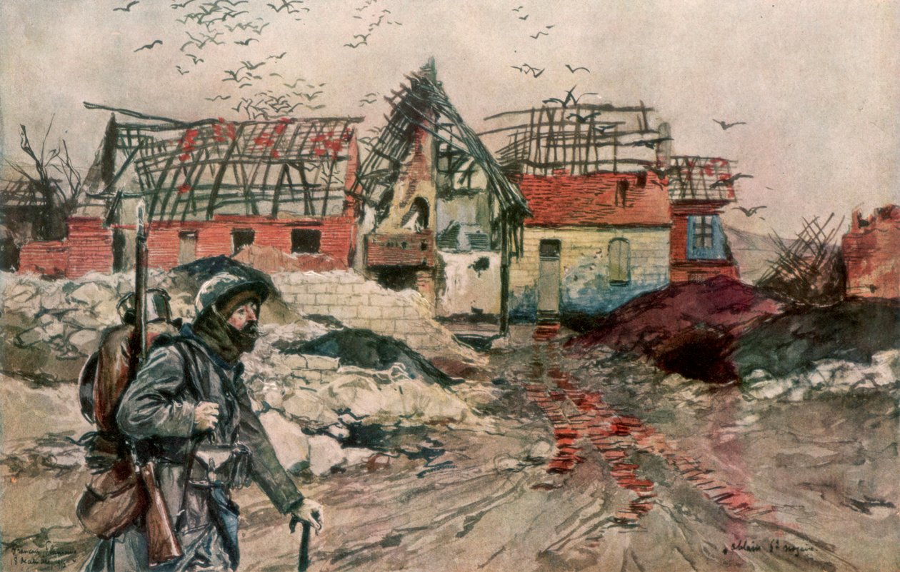 Die Ruinen von Ablain-Saint-Nazaire, Artois, Frankreich, 18. Dezember 1915 von Francois Flameng