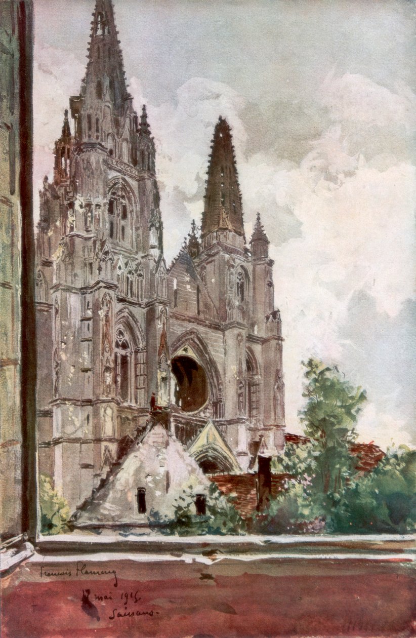 Die Ruinen der Abtei Saint Jean des Vignes, Soissons, Frankreich, 17. Mai 1915, 1926 von Francois Flameng