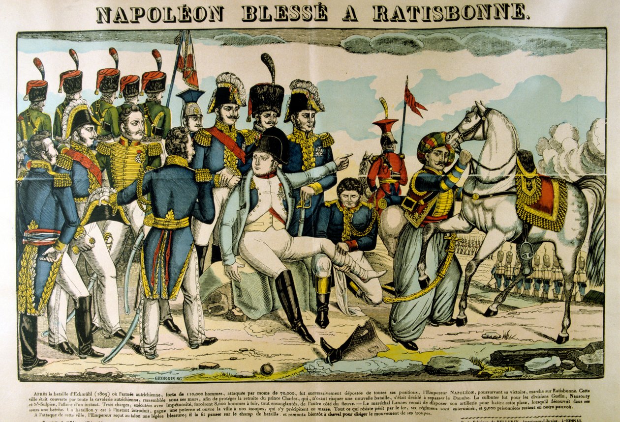 Napoleon verletzt bei Regensburg, April 1809, ca. 1835 von Francois Georgin