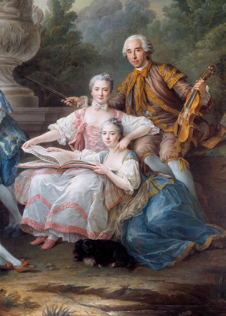 Die Familie von Louis Francois du Bouchet, Marquis de Sourches und Grand Prevot de France (Detail) von Francois Hubert Drouais