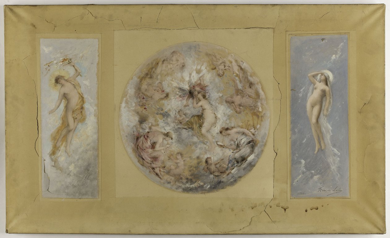 Skizze für das Rathaus von Pantin: Amor und Psyche - Der Tag und die Nacht, 1886 von Francois Lafon